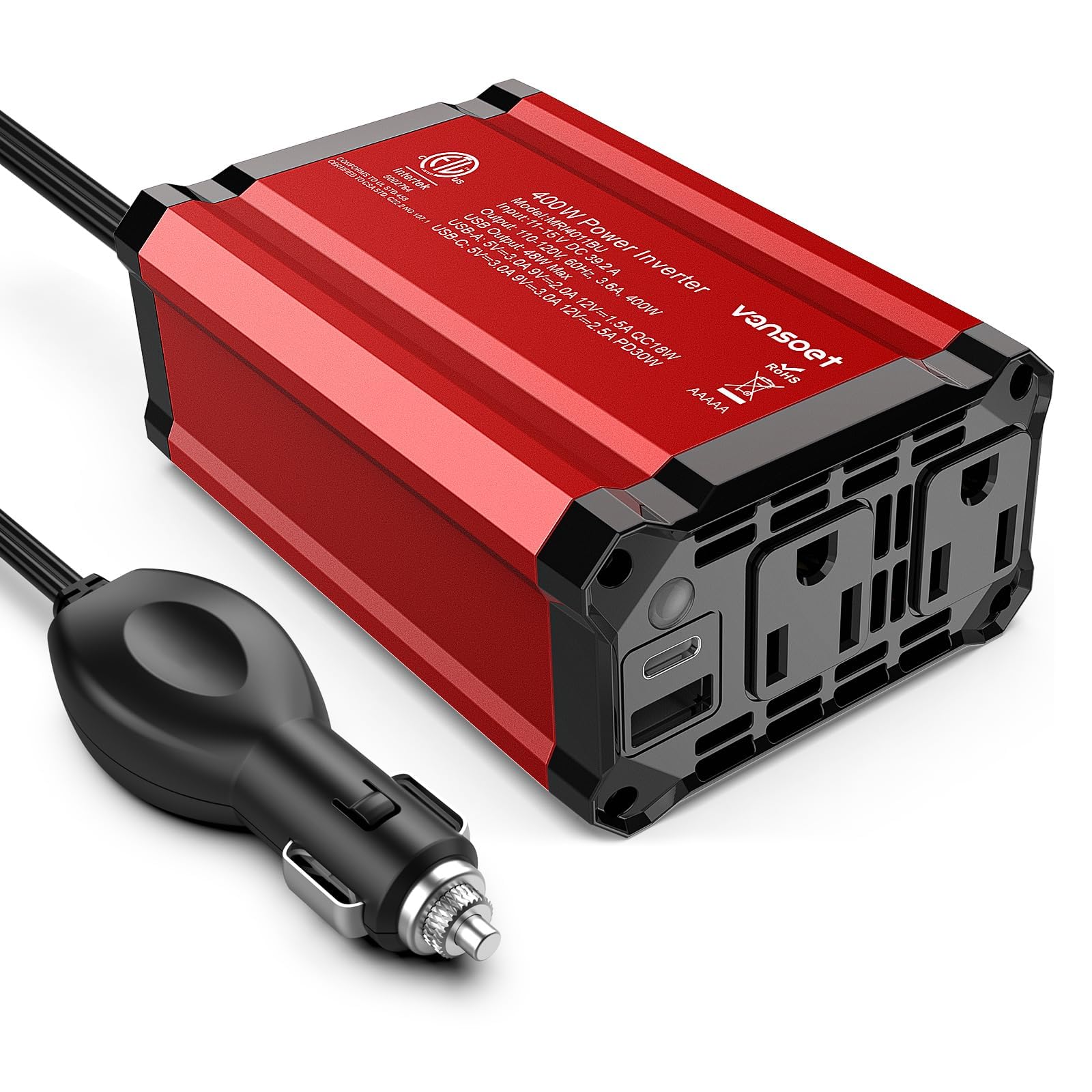 Amazon.co.jp: Vansoet 400W パワーインバーター DC 12V - AC 110V